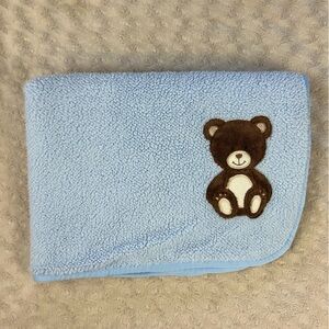 Baby Gear Blue Brown Teddy Bear Blanket Sherpa Security Lovey